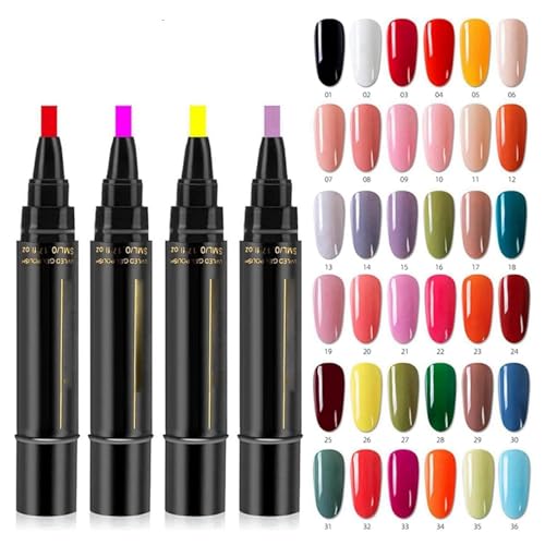 Polishey - Juego de bolígrafos de esmalte de uñas, sin esmalte de uñas, gel de uñas para el hogar y la manicura (6 unidades, E), 30 ml, SzL84 (negro, 12,5 cm)
