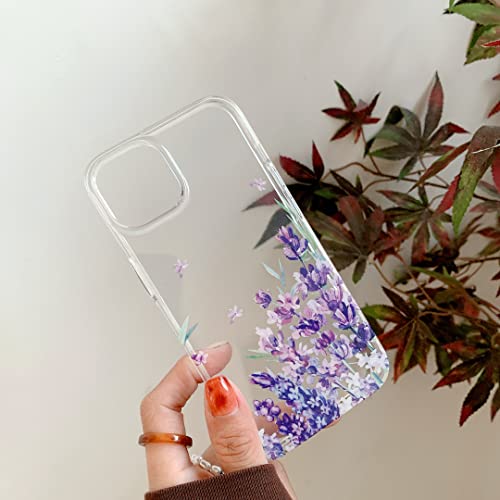 KEXAAR Compatible with iPhone 14 Case Cute Floral Case for Women Girls Clear Hard Back Purple Lavender Summer Flowers Design Shockproof Drop Protection Anti-Scratch Cover 6.1" 2022(Lavender14) by KEXAAR - Image 7