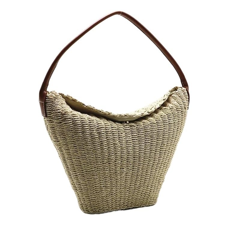 Sac en paille pour l'été et la plage style bohème à porter aux aisselles