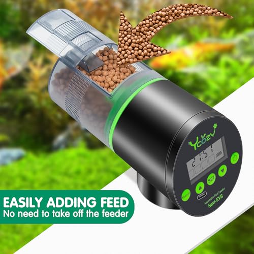 Ycozy Futterautomat Aquarium mit Feuchtigkeitsdichter Abdeckung Fischfutter Automat mit Typ-C Ladekabel LCD-Anzeige für Aquarium Fischtank Navi-EVS – Bild 4
