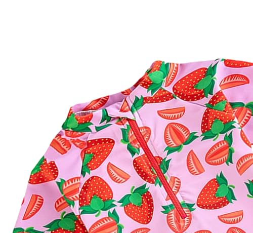 Image of Toddler Girl Swimsuit One Piece Rash Guard Bathing Suit Little Girls Short Sleeve Quick Dry Swimwear 1-7 Years