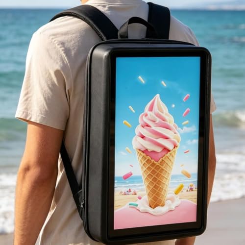Image of Digital Backpack Display,1920 * 1080 Resolution Ratio 1000 Nits Brightness,IPS Panel,178 Wide Viewing Angle,Remote Control,Android Os11.0,Wifi /USB /Rj45 /HDMI Input,for Marketing 27in
