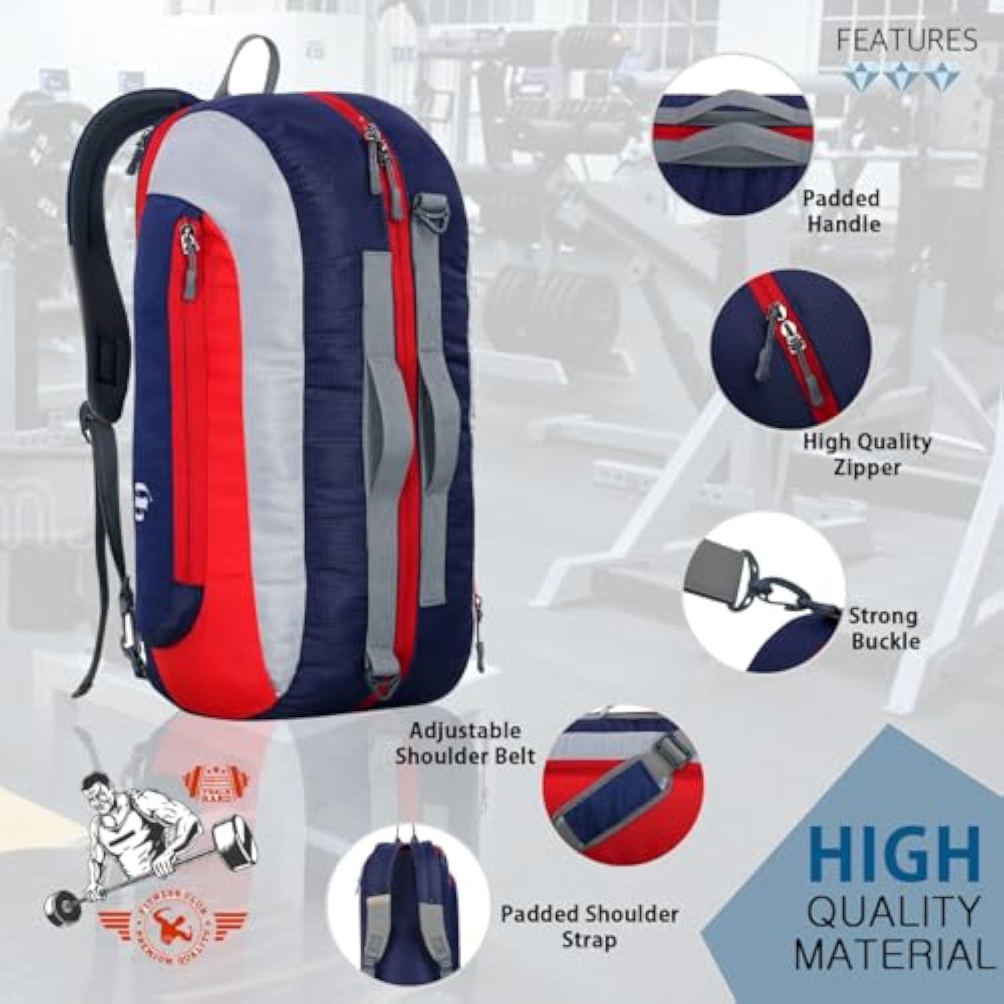 31L Water Resistant Duffel Gym Bag for Men & Women