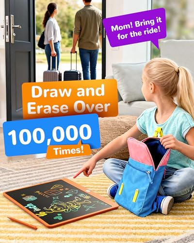 Image of KOKODI LCD Writing Tablet, 16 Inch Colorful Toddler Doodle Board Drawing Tablet, Erasable Reusable Electronic Drawing Pads, Educational and Learning Toy for 3-6 Years Old Boy and Girls(Orange)