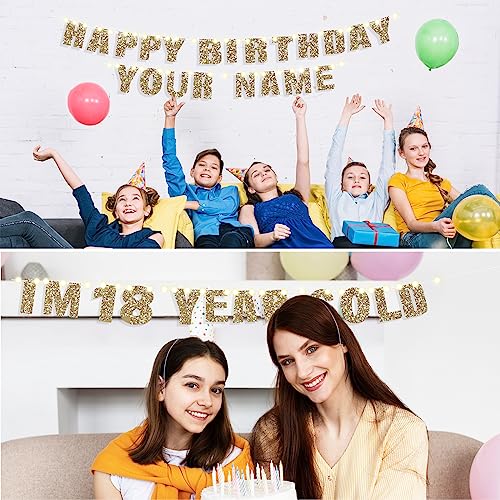 image for RUBFAC 72pcs DIY Happy Birthday Letters Banner Kit, Glitter Customizab