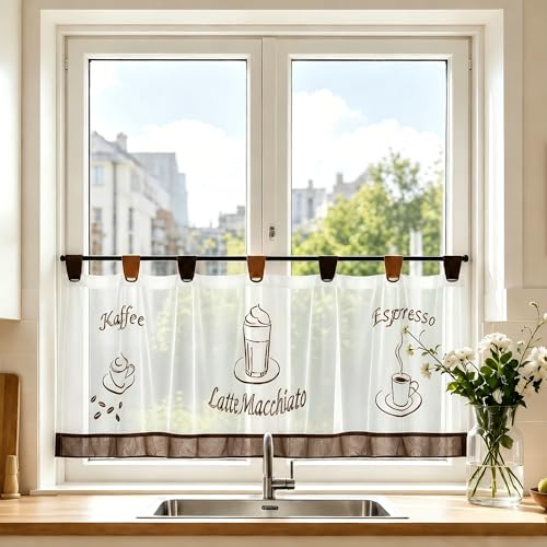 Joyswahl Scheibengardine Voile Bistrogardine Sophie Bestickte Gardine HxB 45x90cm 1er Pack
