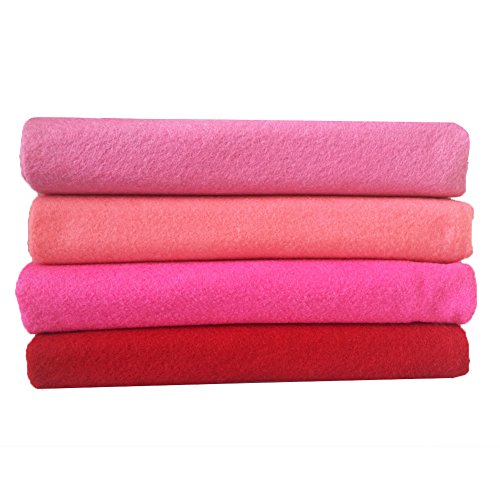 Image of 4pcs Thick 1.4mm Soft Felt Fabric Sheet Assorted Color Felt Pack DIY Craft Sewing Squares Nonwoven Patchwork (92x90cm Pink)
