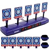 電子ターゲット シューティングターゲット 射撃練習 五つの的 自動採点 自動起き上がり 4種類のゲームモード 効果音 電子銃射撃ターゲット 的あて デジタルターゲット ムービングターゲット 予備用的＆リストバンド＆収納バッグ付 幅40×奥行11cm