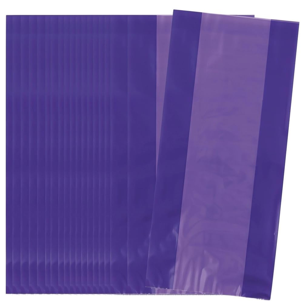 Purple Large Cellophane Bags (27cm x 12cm) 30 Count - Vibrant and Durable Packaging for Gifts and Treats