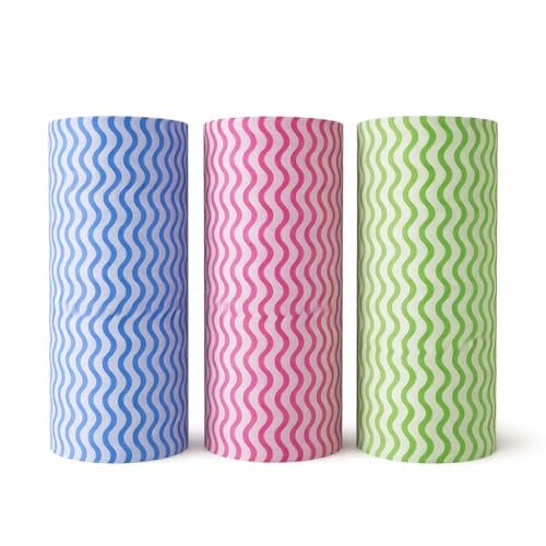 Image of Reusable Washable Kitchen Roll | Kitchen Tissue Roll Reusable | Non woven Kitchen Wipes Roll | Dish Cleaning Cloth Roll | Eco Friendly Multi Use Kitchen Roll (Multicolor, pack of 3-180 polls)