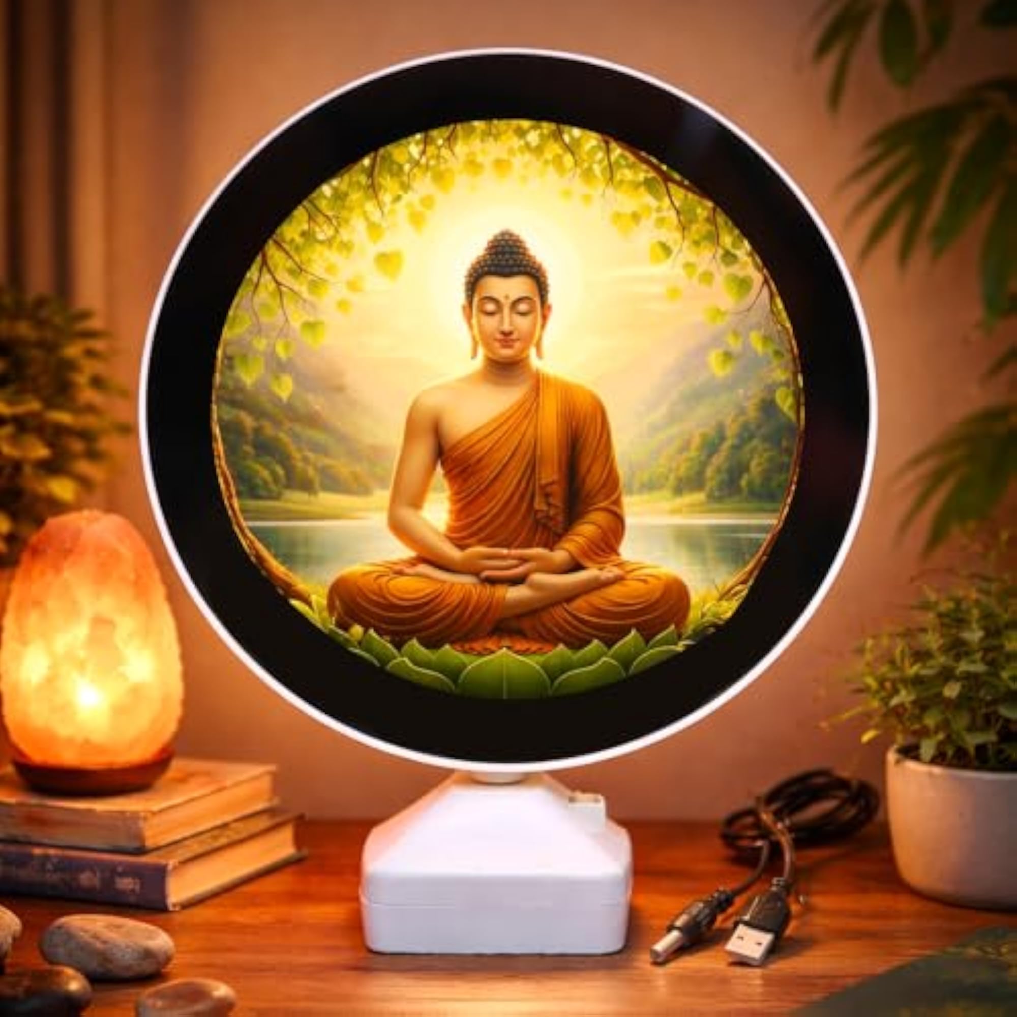 Buddha Magic Mirror Light Photo Frame, LED Decorative Lamp