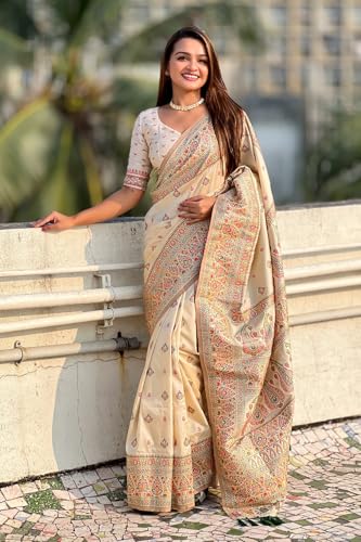 Image of Original Pashmina Kashmiri Silk Zari Woven Saree
