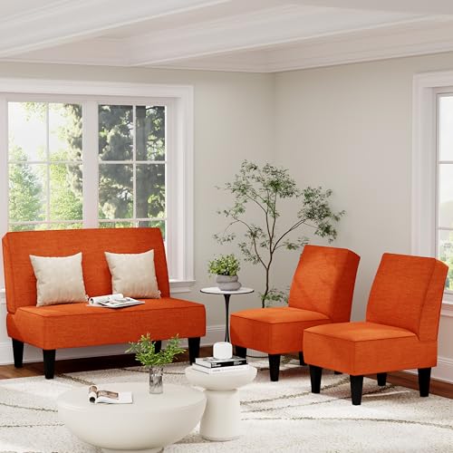 Sillón plegable naranja con estructura de madera miniatura 4