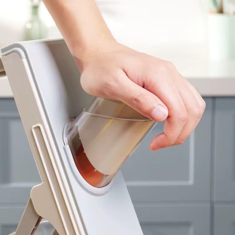 Orret Home Profesyonel Basmalı Rende Doğrayıcı – 3 Bıçaklı Paslanmaz Çelik Kesme, Mandolin Doğrama ve Rendeleme Aleti – Sebze, Meyve, Peynir, Salata ve Pratik Mutfak Kullanımı İçin Ergonomik Tasarım - Görsel 7