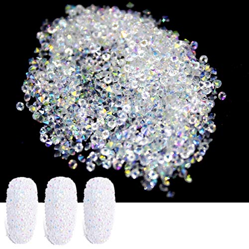 Umillars 5000PCS 1.2mm Mini Ultra Tiny Shine AB Iridescent Crystals Micro Diamond Sparkly Micro Rhinestones Glass Sand Rhinestone Nail Art Gems (1.2mm 5000pcs AB)