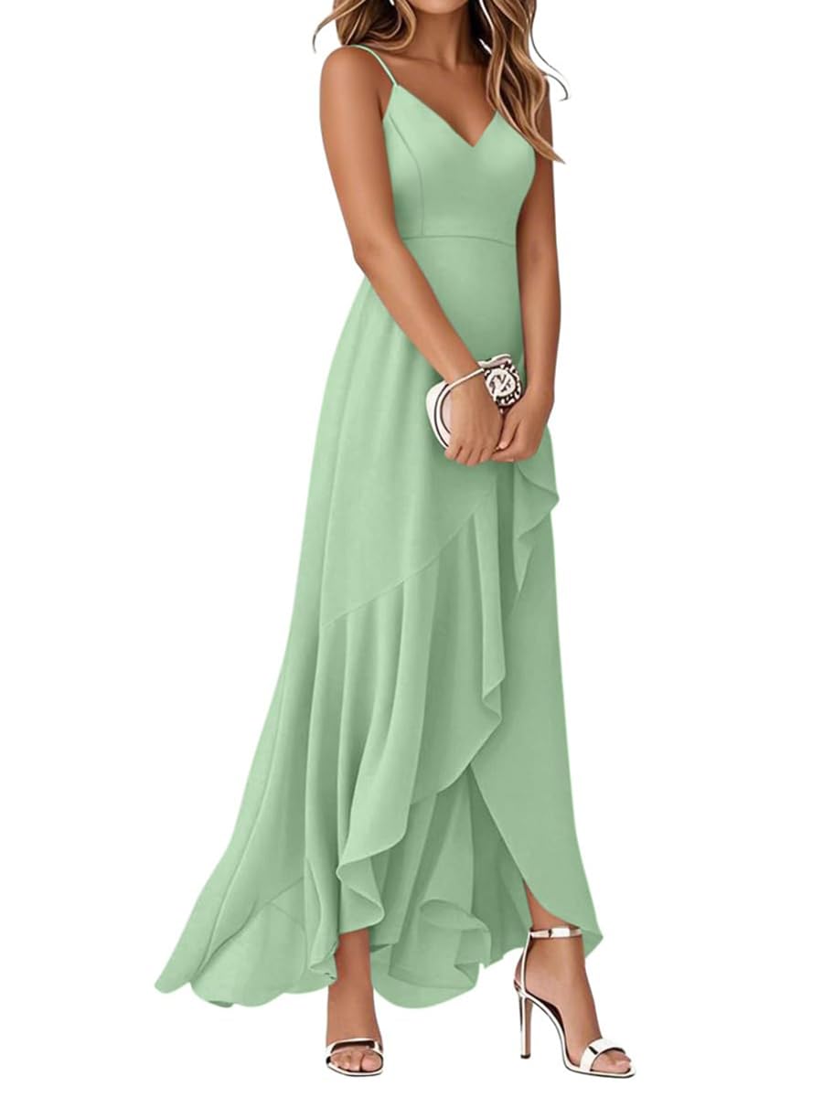 Minetom Robe De Cocktail Femme Bretelles Hautes Robes De Mariage Mi-Longues Dress D'Été À Volants Fête Élégante Soirée