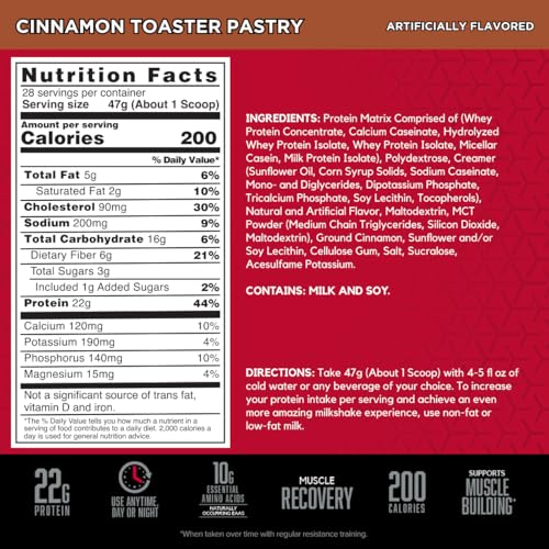 Image of BSN SYNTHA-6 Premium Protein Powder with 6g of Fiber, Whey Isolate, Micellar Casein, Milk Protein Isolate, 5g of Fat, Cinnamon Toaster Pastry, 28 Servings, 2.91 Pound (Packaging May Vary)