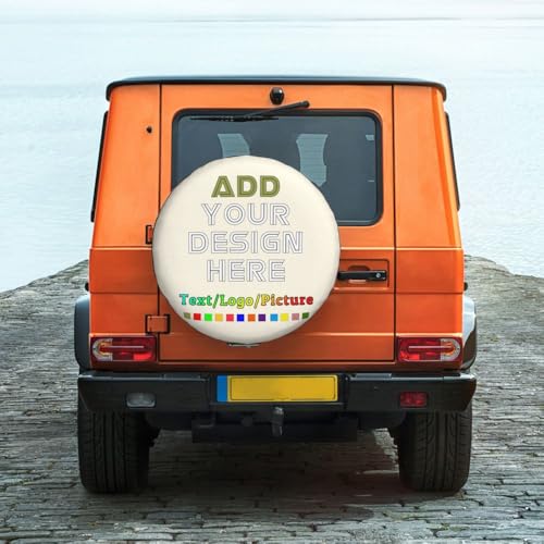 Image of Custom Spare Tire Cover 14-17 Inch, Personalized Universal Wheel Cover Add Your Own Photo Text Logo Waterproof Dust-Proof Tire Covers Protectors for Trailer Truck SUV Universal, OldLace