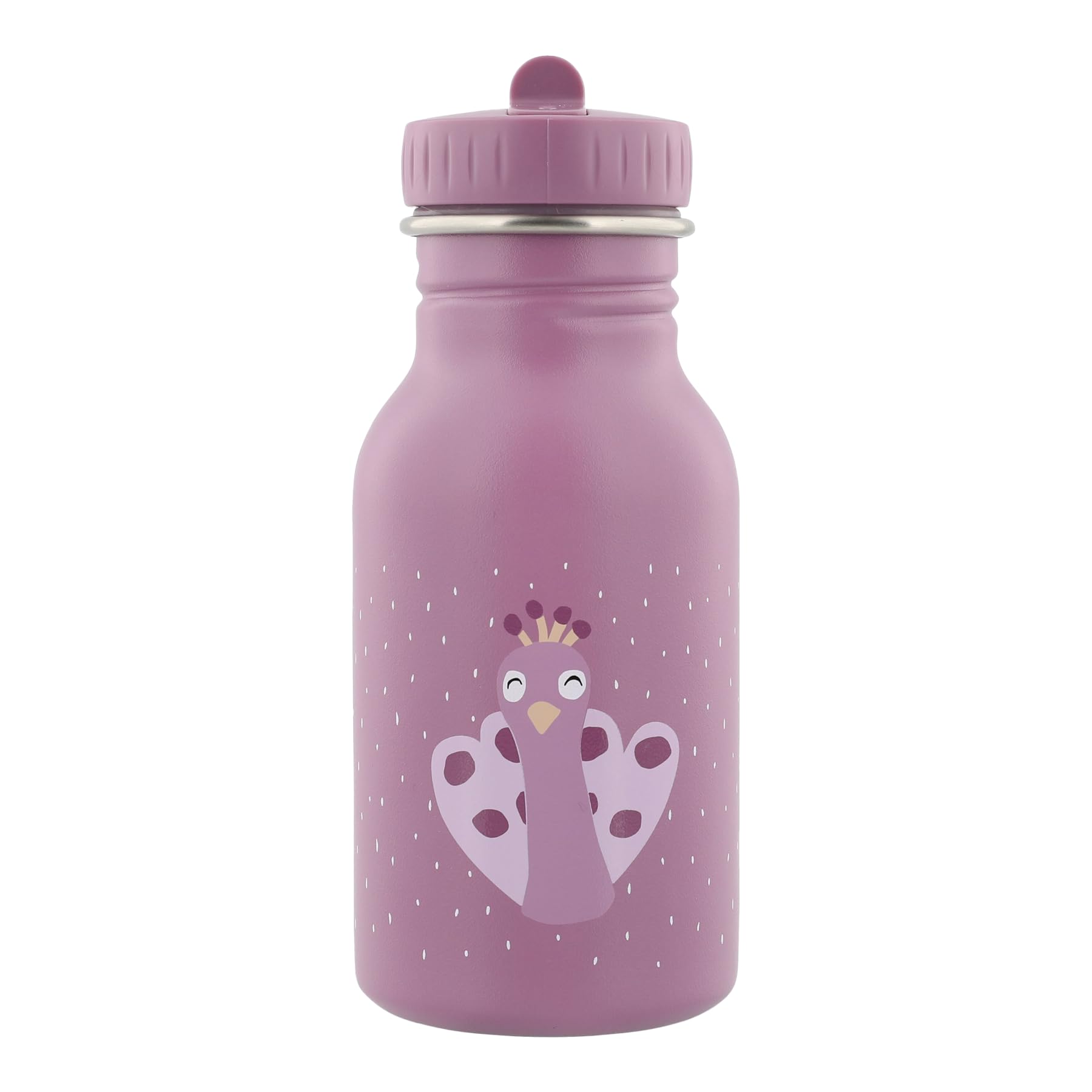 Trixie Child's Water Bottle - Mrs Peacock - 350 Ml - Stainless Steel - Pink