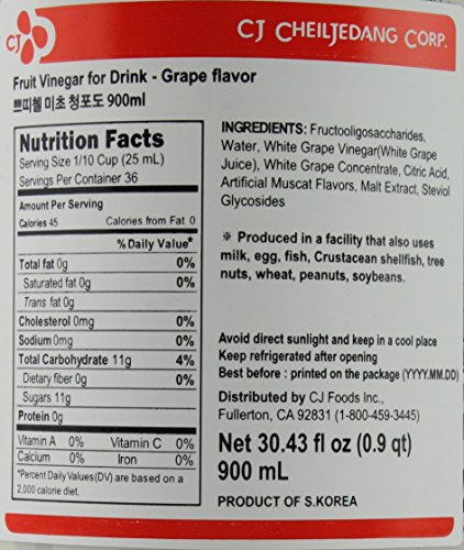 Korean CJ Petitzel Fruit Vinegar Drink Concentrate, 3 Bottle Set: Pomegranate, Pineapple and Grape, 91 Fl Ounces - Thumbnail 3
