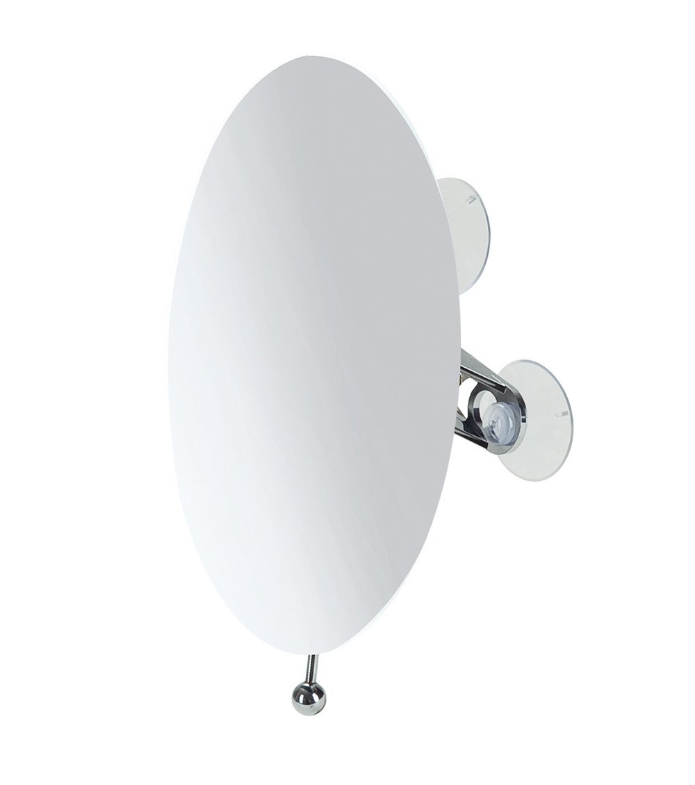 möve Mirrors Spiegel oval mit 5fach Vergrößerung und Saugnäpfen 15 x 20 cm aus Edelstahl, silver
