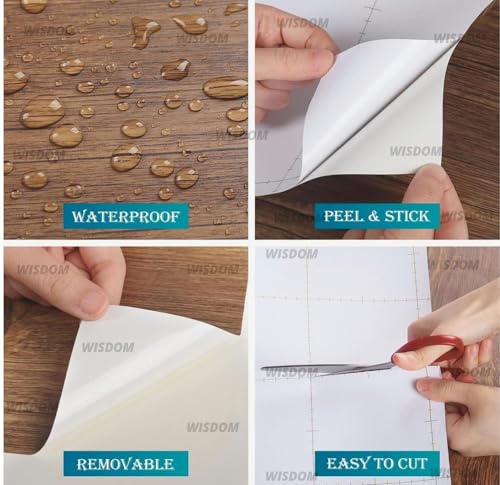 Image of WISDOM Gold Brown Wood Contact Paper Peel and Stick Countertops Waterproof Wood Wallpaper for Cabinets Table Furniture Self Adhesive Removable 24X200 Inch