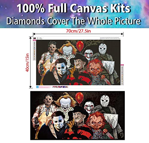 Kyoqfvn Halloween Diamond Painting Kits For Adults,5D Full Round Diamond Halloween Clown Diamond Art Kit, Large Dots Diamond Painting For Beginners, Diy Beads For Home Wall Decor, 27.5" X 15" #TOP1