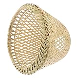 MagiDeal Bambus Gewebte Pendelleuchten Schirmabdeckung, Vintage Rustikales Rattan Korb Lampenschutz Lampenschirm für Kronleuchter Hotel Schlafzimmer, 25 x 18.5cm