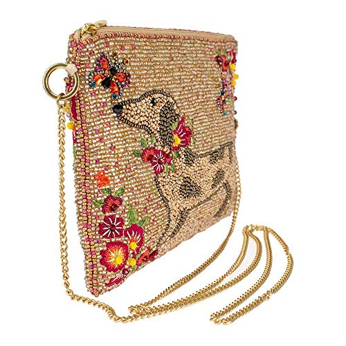 Mary Frances Doxie Beaded Dachshund Mini Crossbody Bag Clutch Purse with Floral Embroidery and Dog Bone Charm, Multicolor3