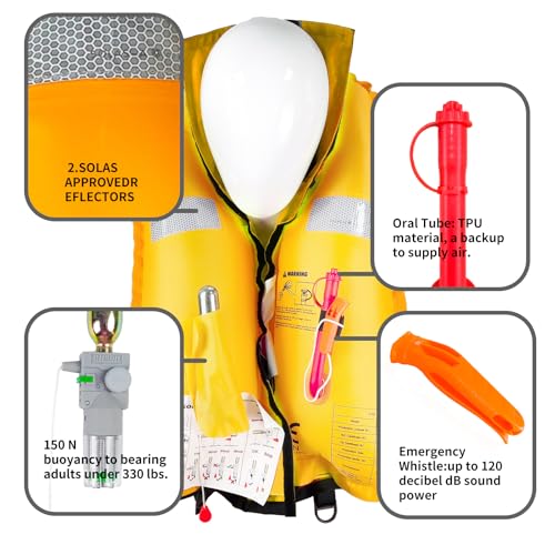 Image of Automatic Inflatable Life Jacket|Life Vest for Adults|PFD Low Profile|Supports up to 330 lbs