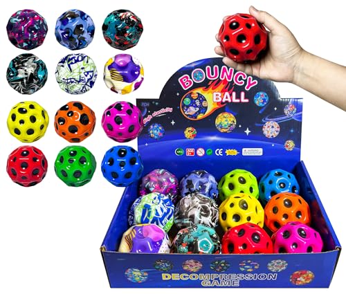 THWJLKK 12 Pack Moon Bouncy Balls Super High Jumping Extreme Bouncing Ball Super High Bouncing Ball Childrens Sensory Ball Athlete Training
