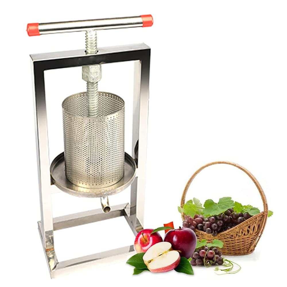 Large Loose Volume Manual Juicer, 3.9L Fruit Grinder, T-Handle Manual Press for Cider Tincture Cheese Herbs Vegetables