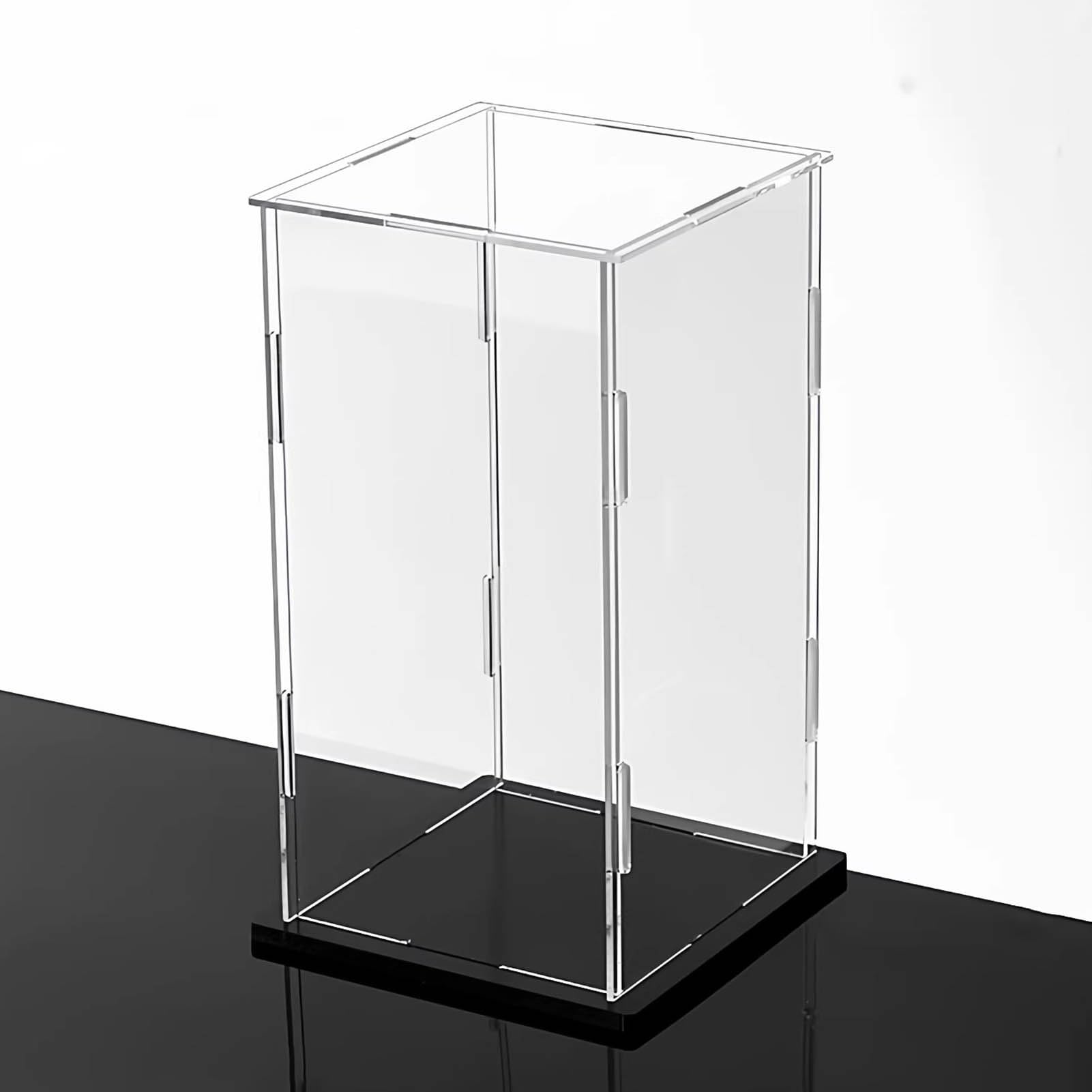 Acrylic Display Box, Acrylic Display Cube For Models With Black And White Base Multiple Sizes(Black,10x10x10cm(4x4x4"))