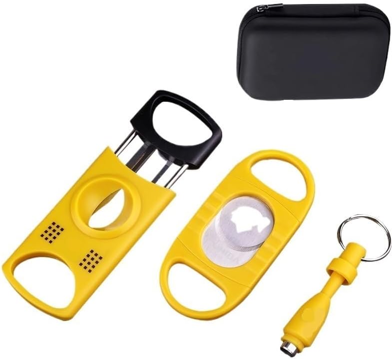 Cigar Cutter Set Ashtray Portable Bag Tray Supplies Accessory with Box Manual Preparation Handheld Pocket Tool Gadget Kit(E)