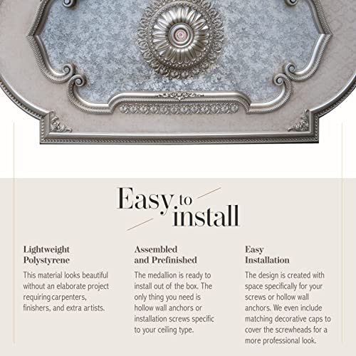Image of Rectangular Ceiling Medallion or Fan Medallion, 94 Inches, Champagne Silver