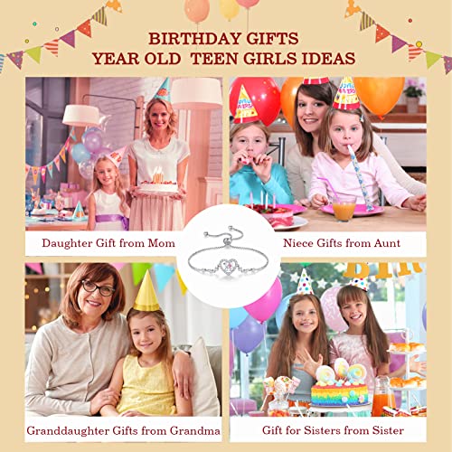 Desimtion Gifts For 14 Year Old Girl,Age 14Th Birthday Present Ideas For Daughter Granddaughter Niece,Heart Adjustable Bracelets For 14 Year Old Girl Jewelry Gifts For Teen Girls Ideas #TOP5