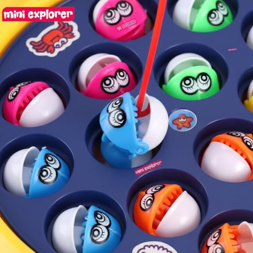 Image of MiniExplorer Fishing Game with Music and Rotating Pond|Sound Toy for Kids 4+Yrs|Indoor Musical Toy|Skill Development|15 Fishes & 4 Fishing Poles|Birthday Return Gifts for Kids