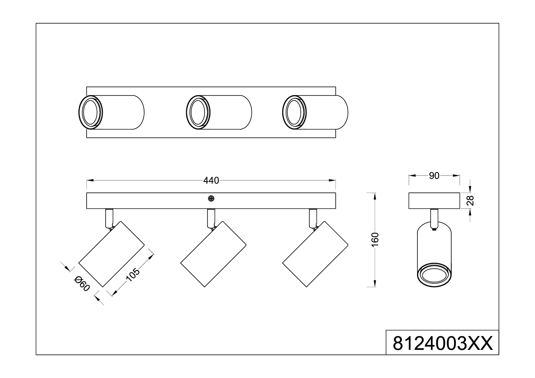 Spot 3-punktowy LOFTA 3xGU10 3x25W czarny STRÜHM | LOFTA-3L-04395 - NEO-LED
