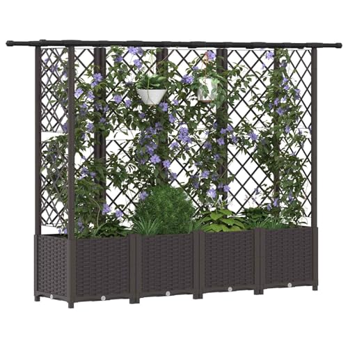Jardinera con enrejado y techo maceta de polipropileno para huerto urbano y jardín 3