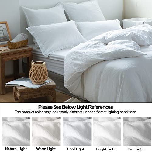Simple&Opulence 100% Linen Duvet Cover Set 3Pcs Basic Style Natural French Washed Flax Solid Color Soft Breathable Farmhouse Bedding With Button Closure thumb #5