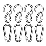 8pcs Small Carabiner Clip M4 Heavy Duty Caribeener Clips Spring Snap Hooks Stainless Steel for Flag...