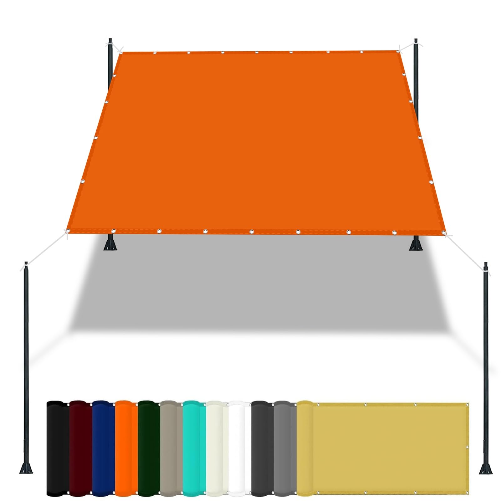 GLDYTVF Waterproof Garden Shade Sail 1.8 x 4m (5.9 x 13.1ft) Orange Color 98% UV Block Includes Free Rope & Fixing Kit Ideal for Carport Swimming Pool Plants Shade Netting