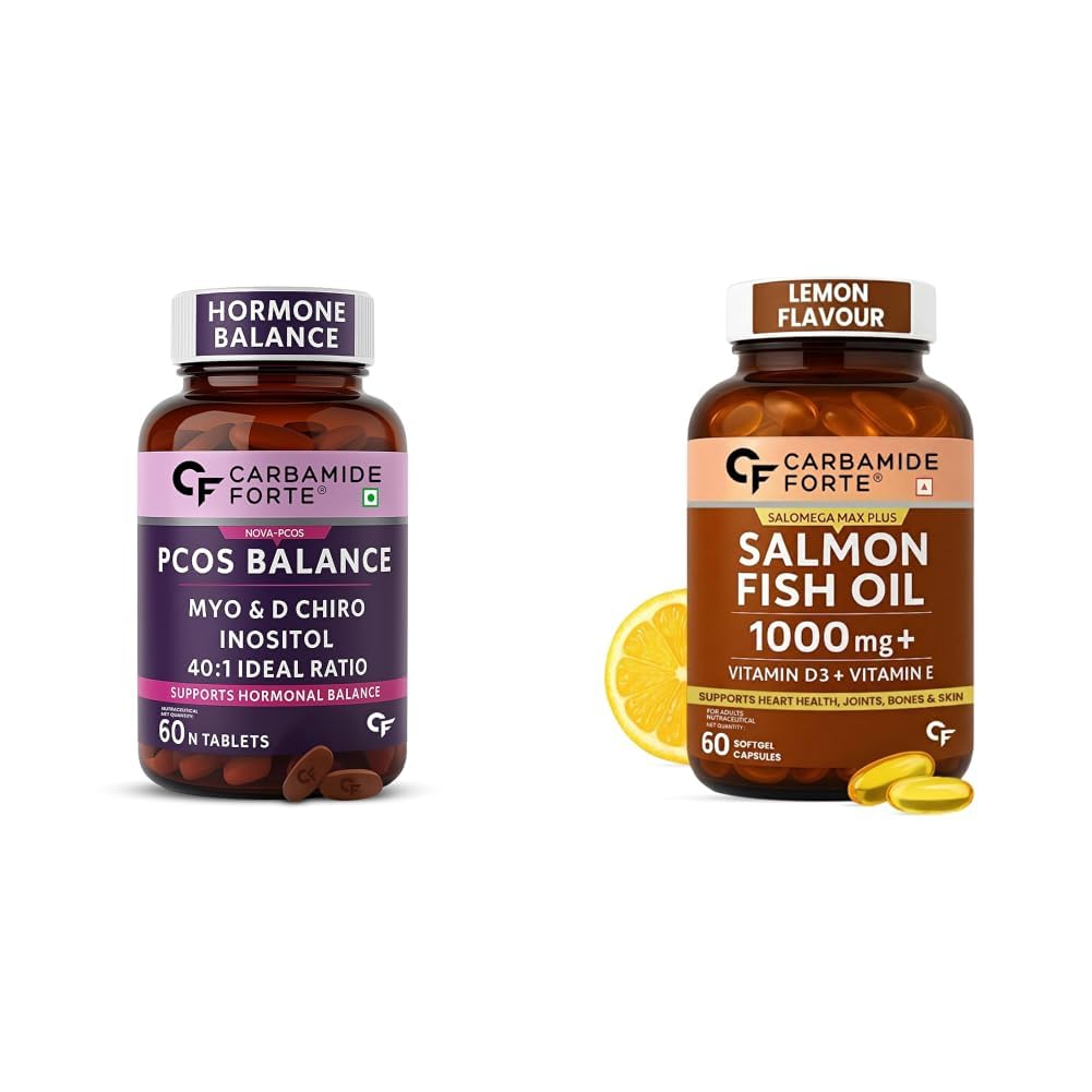 Carbamide Forte PCOS Supplement with Myo Inositol & D Chiro Inositol in an ideal 40:1 ratio | Inositol Supplement - 60 Tablets & Salmon Omega 3 Fish Oil Capsules 1000mg | Salmon Fish Oil Omega 3-image-11