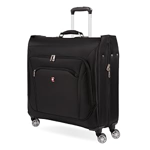SwissGear 7895 Premium Garment Bag with Spinner Wheels Amazon Exclusive Bonus Hanging Feature 24-Inch Luggage - Black