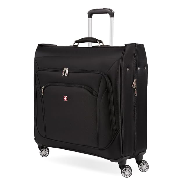 SwissGear 7895 Premium Garment Bag with Spinner Wheels Amazon Exclusive Bonus Hanging Feature 24-Inch Luggage - Black