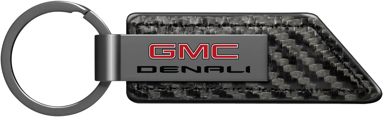 iPick Image for GMC Denali Carbon Fiber Texture PU Leather Key Chain Keychain, Official Licensed