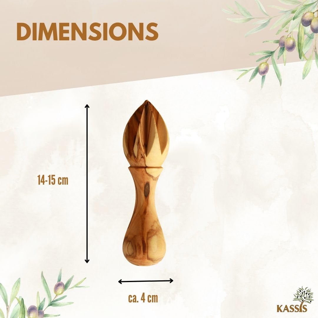 KASSIS Presse-agrumes en bois d'olivier - Jus frais - Presse-lime et orange artisanal 14 cm