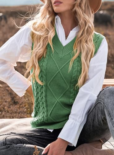 Image of EVALESS Oversized Sweater Vest for Women V Neck Sleeveless Solid Color Loose Pullover Sweater