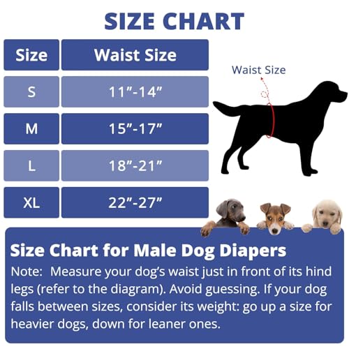 Image of Paw Legend Washable Dogs Diapers Male Dog Belly Bands for Male Dogs Diapers Reusable Puppy & Doggie Diapers Male (5 Pack, Large)