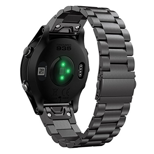 AISPORTS Compatible con Garmin Forerunner 745/935/945/955/965 Correa de Acero Inoxidable, 22mm Ajuste Rápido Correa de Reloj Ajustable Pulsera Correa de Repuesto para Garmin Descent G1/Quatix 7/6/5